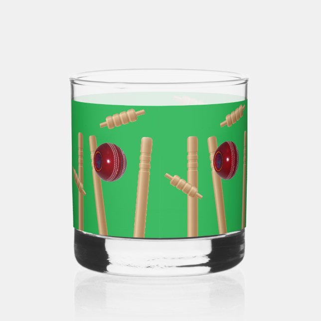 Beim Cricket auf Grün Bowled, Whiskyglas (Vorderseite)