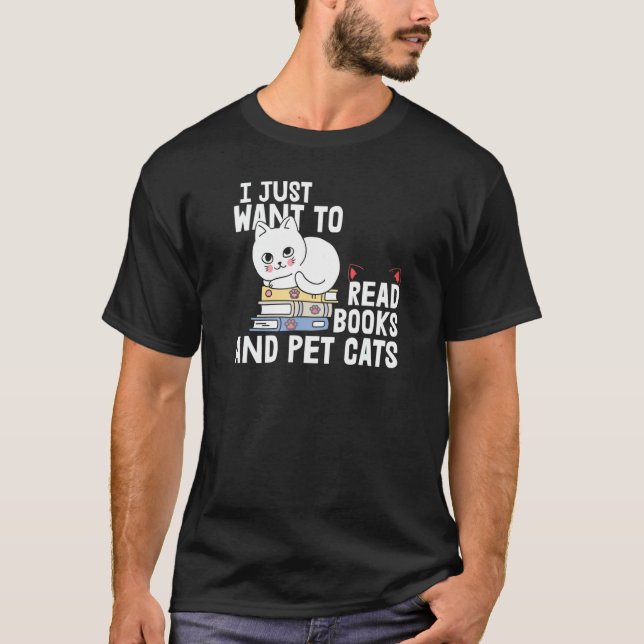 Beim Lesen von 's Wollte ich nur, Bücher und Katze T-Shirt (Vorderseite)