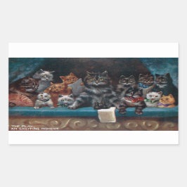 Beim Spiel - spannender Moment von Louis Wain Rechteckiger Aufkleber