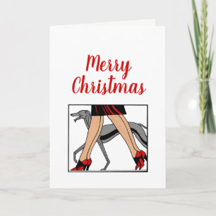 Beine Art Deco Frauen Greyhound Whippet Hund R Feiertagskarte