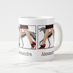 Beine Art Deco Frauen Windhund Whippet Hund R Jumbo-Tasse
