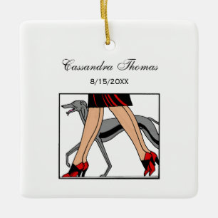 Beine Art Deco Frauen Windhund Whippet Hund R Keramikornament