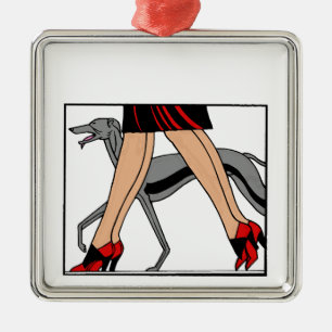 Beine Art Deco Frauen Windhund Whippet Hund R Silbernes Ornament