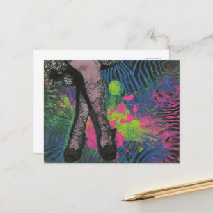 Beine in Lace Zebra Print Abstrakt Collage Postkarte