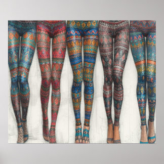 Beine und mehr Beine in hautengen Leggings an der Poster