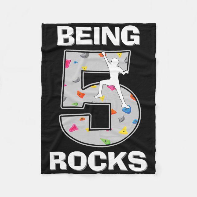 Being 5 Years Old Rocks Rock Climber 5th Birthday  Fleecedecke (Vorderseite)
