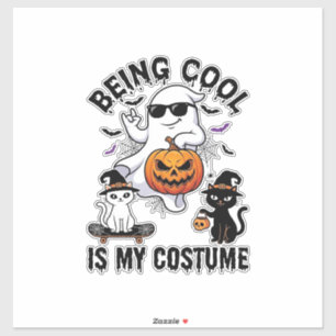 Being Cool Ist Kostüm Halloween Geist Kürbis Katze Aufkleber