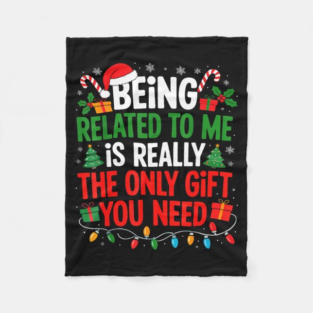Being Related To Me Funny Christmas Shirts Women M Fleecedecke (Vorderseite)