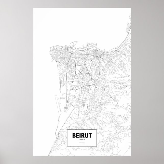 Beirut, Lebanon (black on white) Poster (Vorne)