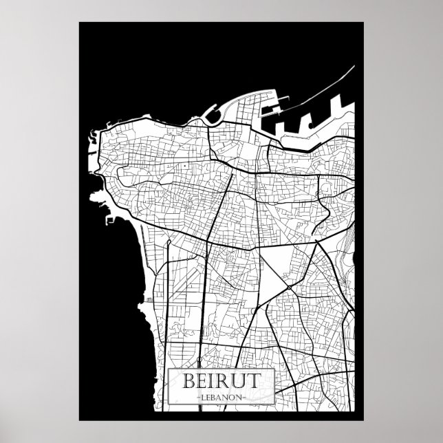 Beirut Lebanon Map Poster (Vorne)