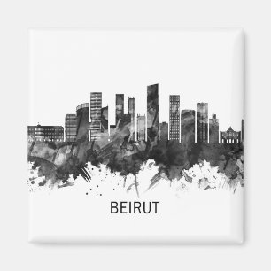 Beirut Libanon Skyline BW Magnet