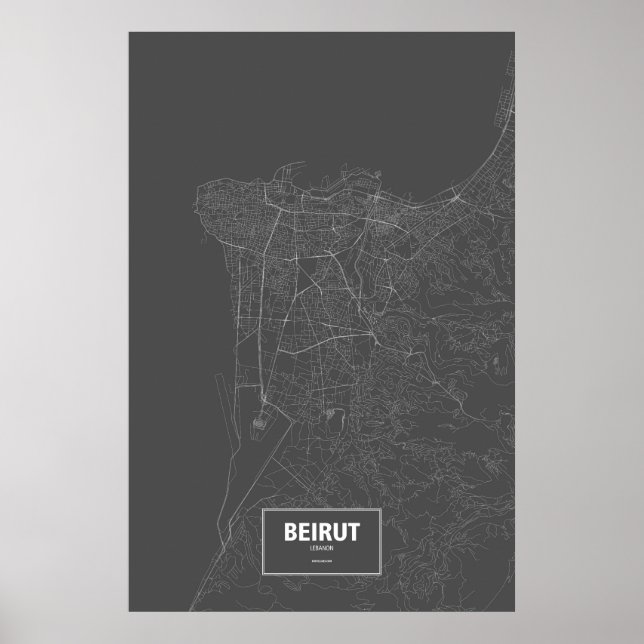 Beirut, Libanon (weiß auf schwarz) Poster (Vorne)