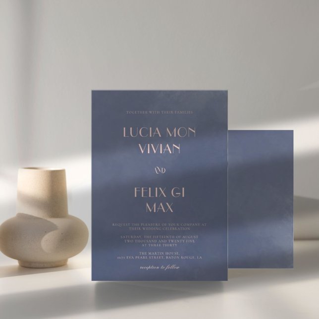 Beispiel Classic Navy Blue Smoke Hochzeit Einladun Einladung (Von Creator hochgeladen)