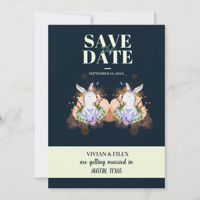 Beispiel Dunkelgrüner Osterhase Save the Date Einladung (Vorderseite)
