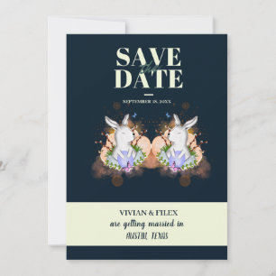 Beispiel Dunkelgrüner Osterhase Save the Date Einladung