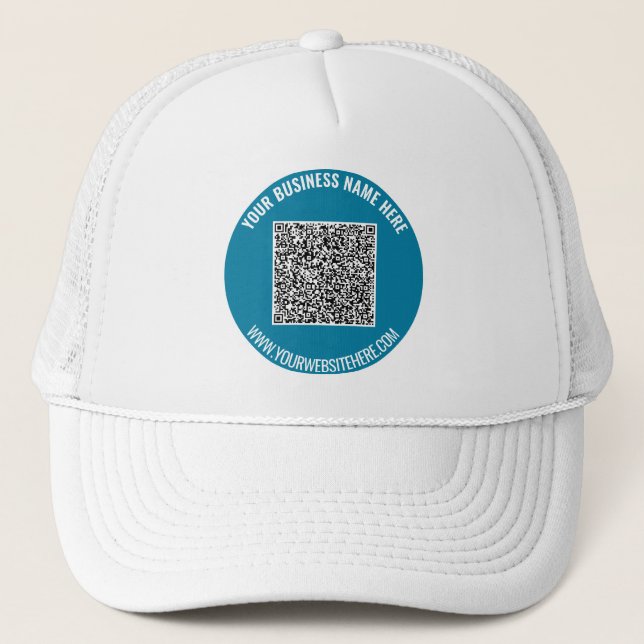 Beispiel für benutzerdefinierten QR-Code und Text- Truckerkappe (Vorderseite)