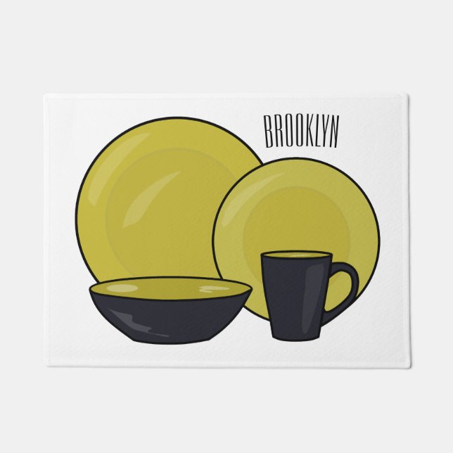 Beispiel für das Set von Tableware Cartoon Fußmatte (Vorderseite)