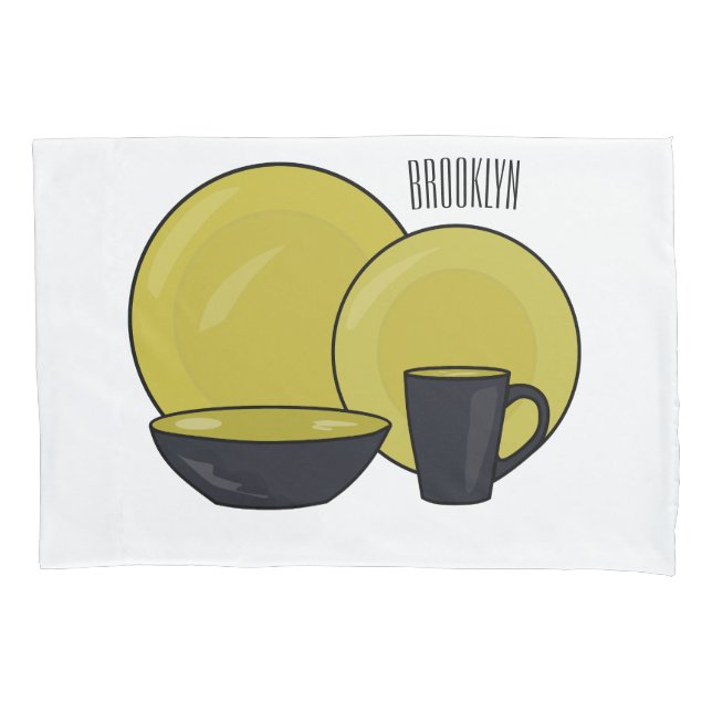 Beispiel für das Set von Tableware Cartoon Kissenbezug (Vorderseite)