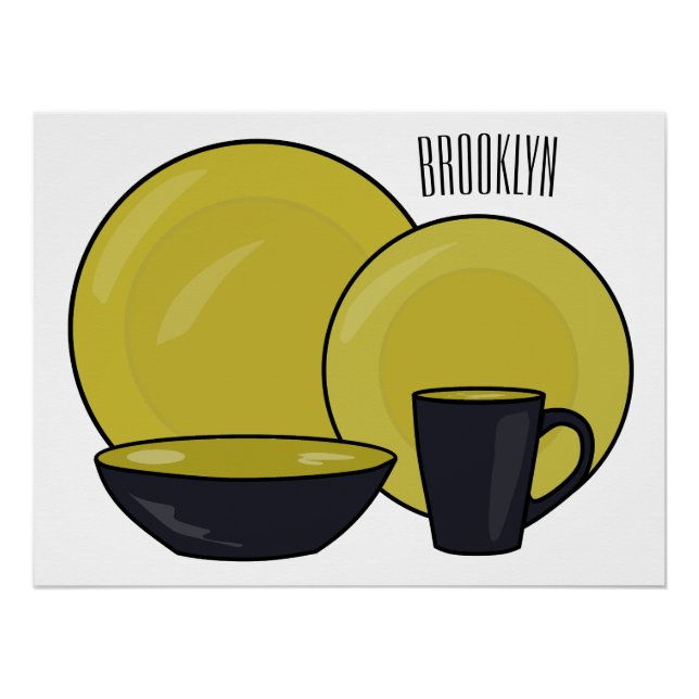 Beispiel für das Set von Tableware Cartoon Poster (Vorderseite)