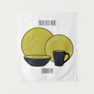 Beispiel für das Set von Tableware Cartoon Wandteppich