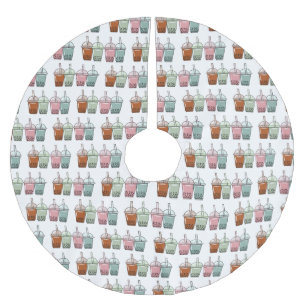 Beispiel für den Cartoon von Bubble Tee Polyester Weihnachtsbaumdecke