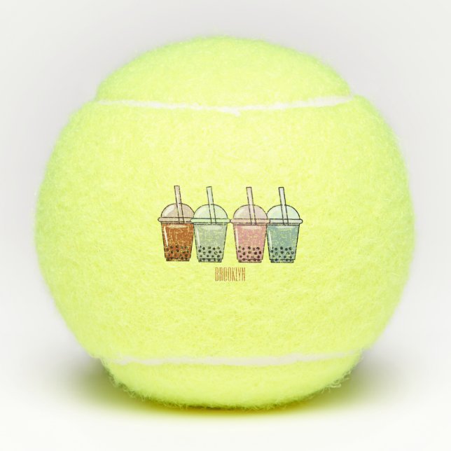 Beispiel für den Cartoon von Bubble Tee Tennisbälle (Vorderseite)