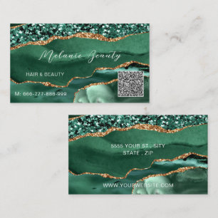 Beispiel für eine Agate Green Gold QR Code Busines Visitenkarte