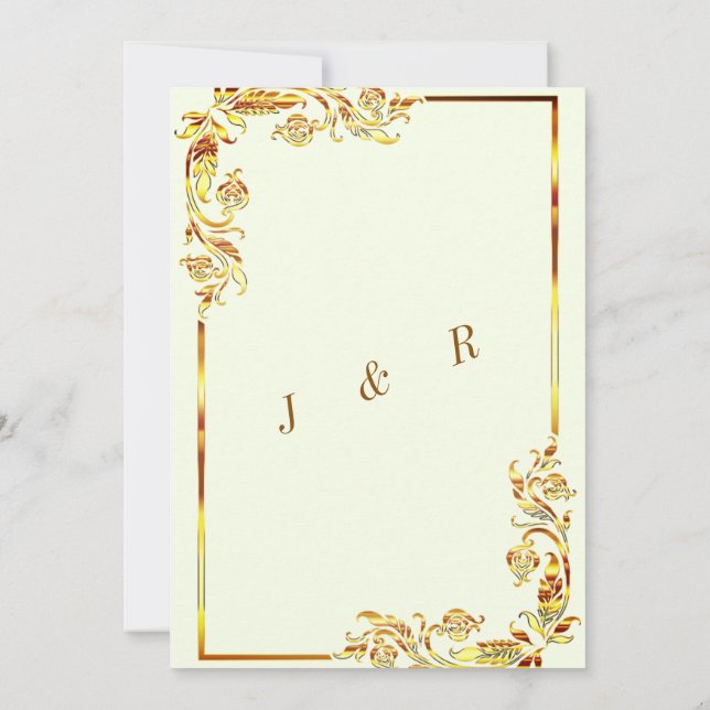 Beispiel für Hochzeitsfeiern mit Gold Floral Desig (Rückseite)
