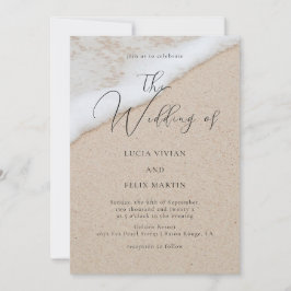 Beispiel für moderne White Ocean Waves & Sand Wedd Einladung