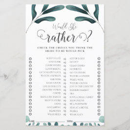 Beispiel Grüne Eukalyptus Brautparty Game