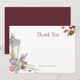 Beispiel Rustikale Rose und Brautparty Lantern Dankeskarte