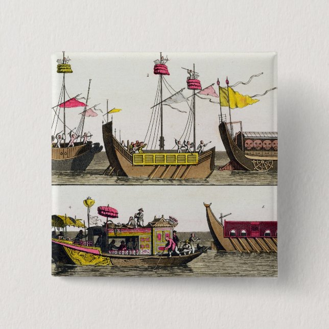 Beispiele der chinesischen Schiffe, Illustration Button (Vorderseite)
