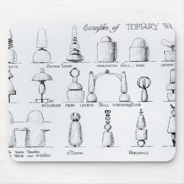Beispiele von Topiary arbeiten, 1902 (Stich) (b/w Mousepad (Vorne)