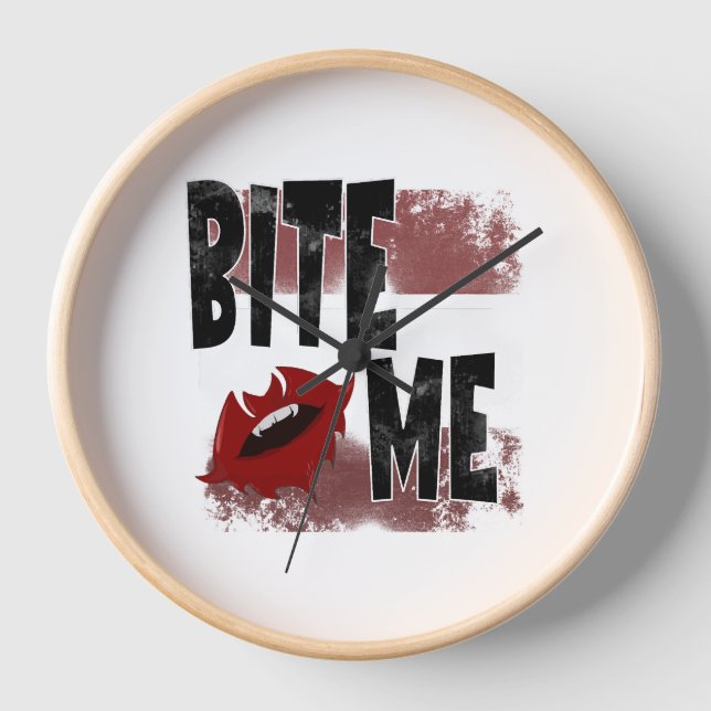 Beiß - Cooles Zitat - Halloween - Bat Uhr (Vorderseite)