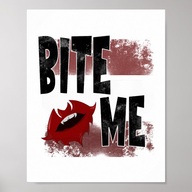 Beiß mich - Cooler Spruch - Halloween - Fledermaus Poster (Vorne)
