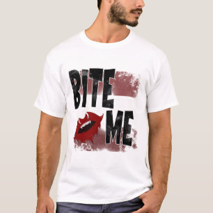 Beiß mich - Cooler Spruch - Halloween - Fledermaus T-Shirt