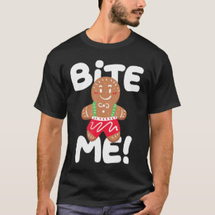 Beiß mich lustiger Weihnachten Lebkuchenmann Freun T-Shirt