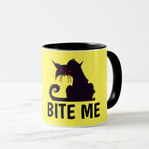 BEISS MICH, SCHWARZE KATZE LUSTIGE KAFFEETASSEN