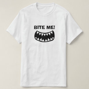Beiß mir! witziger weißer Shirt mit scharfen Zähne