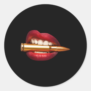 Beißen Sie den Pop der Bullet Lips Runder Aufkleber