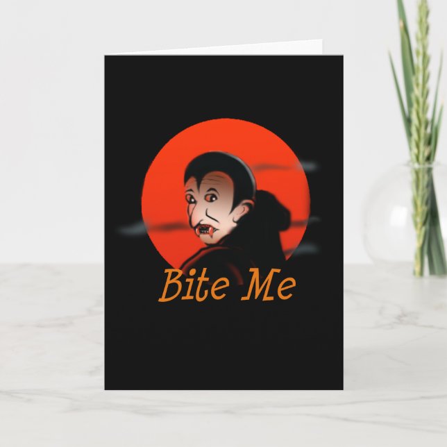Beißen Sie mich Vampir Halloween Karte (Vorderseite)