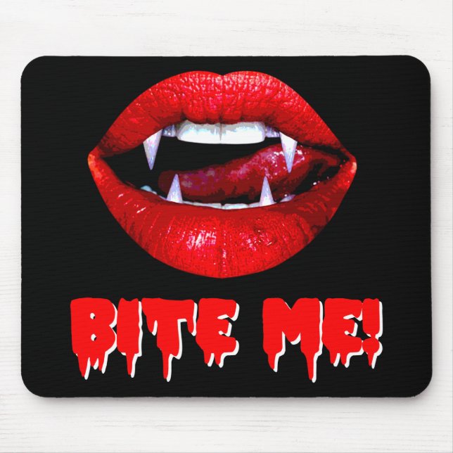 Beißen Sie mich Vampir Halloween Mousepad (Vorne)