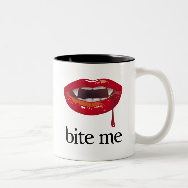 Beißen Sie mich Vampir Zweifarbige Tasse (Rechts)