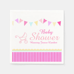 Bejagte Babydusche Rosa Papierserviette