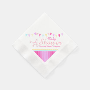 Bejagte Babydusche Rosa Papierserviette