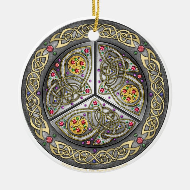 Bejeweled keltische Schild-Verzierung Keramik Ornament (Vorne)