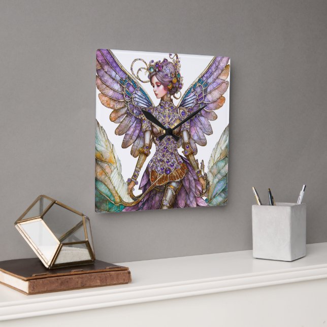 Bejeweled Sugar Plum Fairy Quadratische Wanduhr (Büro)