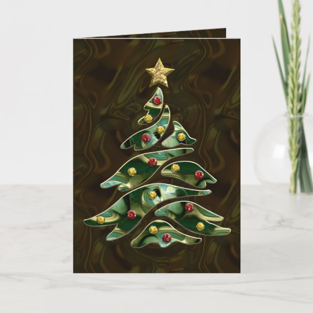 Bejeweled Weihnachtsbaum Feiertagskarte (Vorderseite)