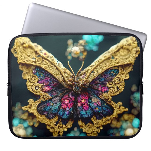 Bejewelen Goldsteine-Schmetterling-Laptop-Sieb Laptopschutzhülle (Vorderseite)