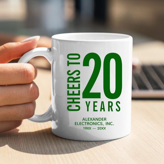 Bejubeln bis 20 Jahre Geschäftsjubiläum Kaffeepaus Kaffeetasse (Change to ANY YEAR! Lots of other colors and years pre-done for you in our collection.)